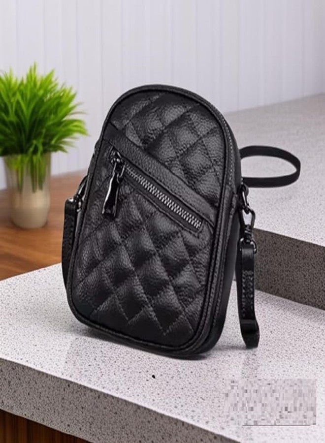 AKSUTI PU Leather Unisex Cross-Body Side/Chest/Phone Bag for Women & Men | Adjustable Strap Shoulder Bag for Daily Commuting Travel (Black) - Image 4